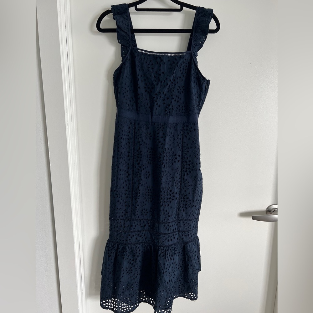 Navy Blue Banana Republic Eyelet Dress